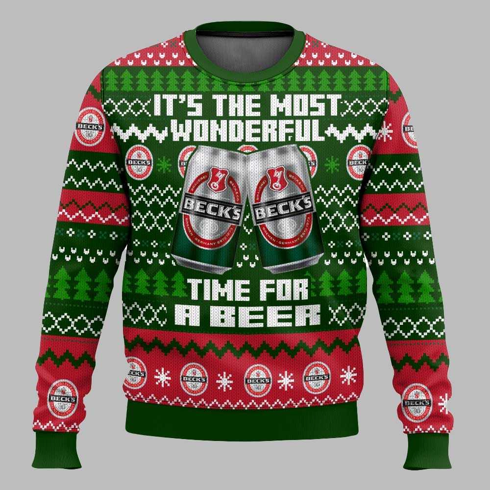 Becks Its The Most Wonderful Time For A Beer Christmas Ugly Sweater