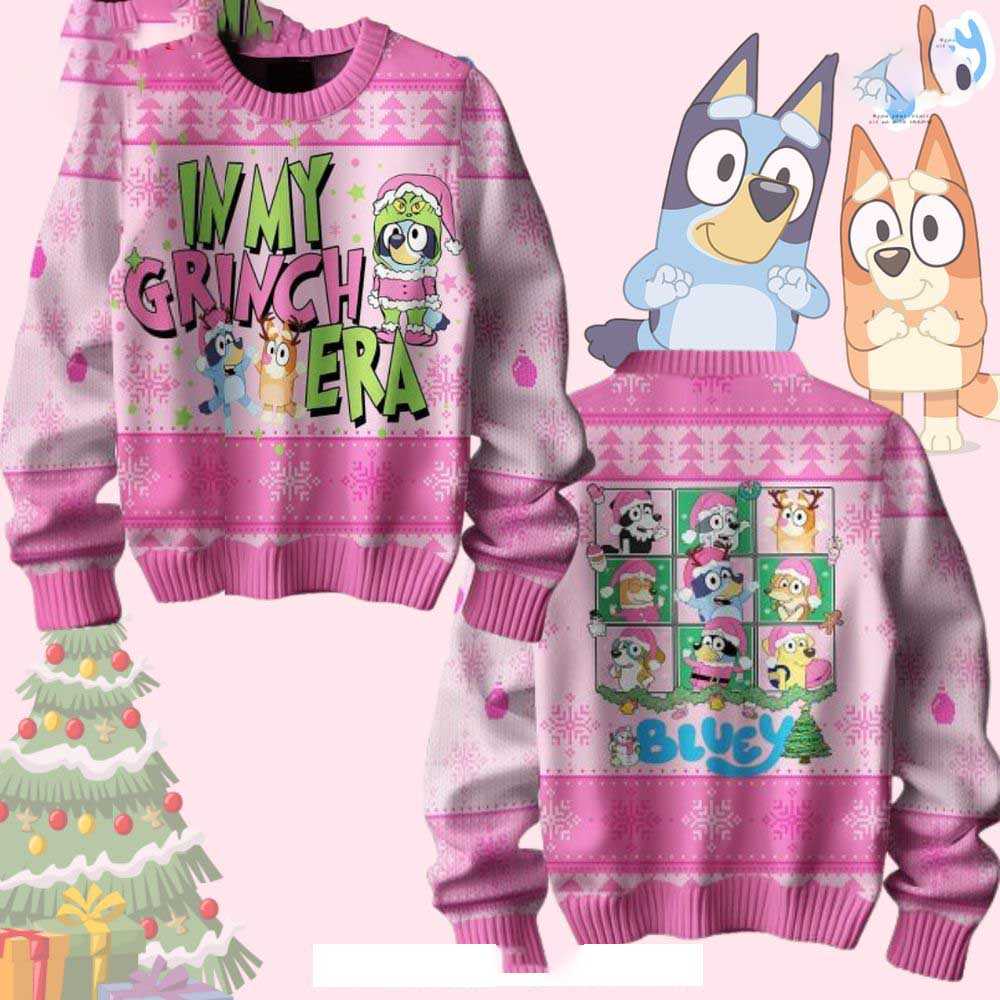 Bluey In My Grinch Era Christmas Ugly Sweater