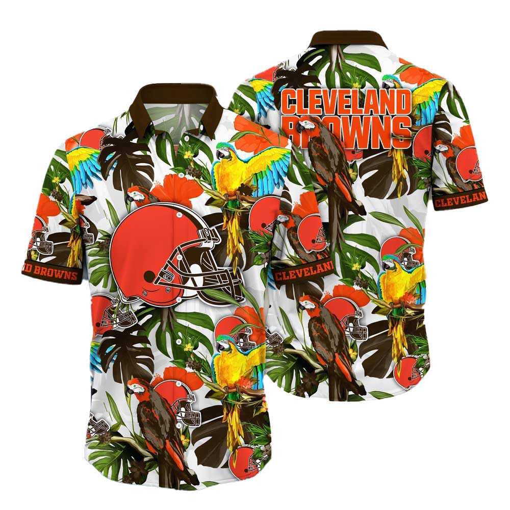 Cleveland Browns Parrots Tropical Flower Hawaiian Shirt