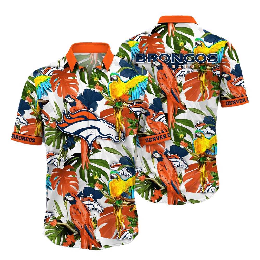 Denver Broncos Parrots Tropical Flower Hawaiian Shirt