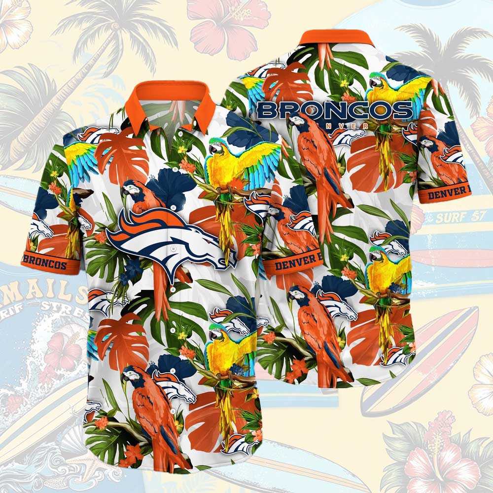 Denver Broncos Parrots Tropical Flower Hawaiian Shirt