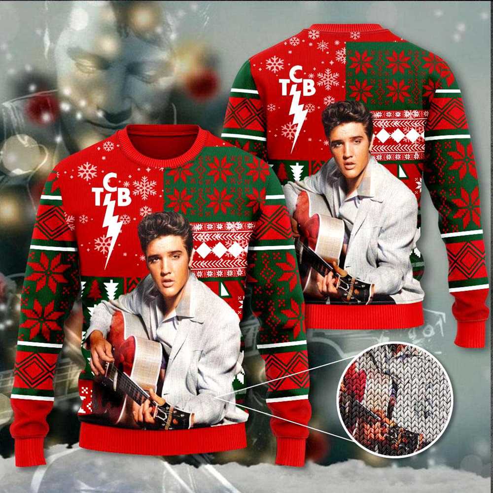Elvis Tcb Merry Christmas Ugly Sweater