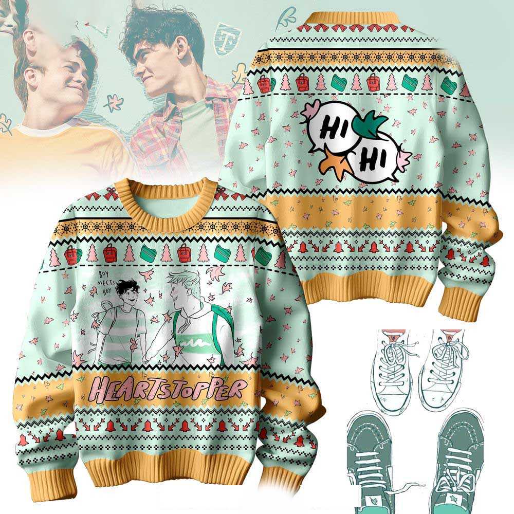 Heartstopper Boy Meets Boy Hi Hi Christmas Ugly Sweater
