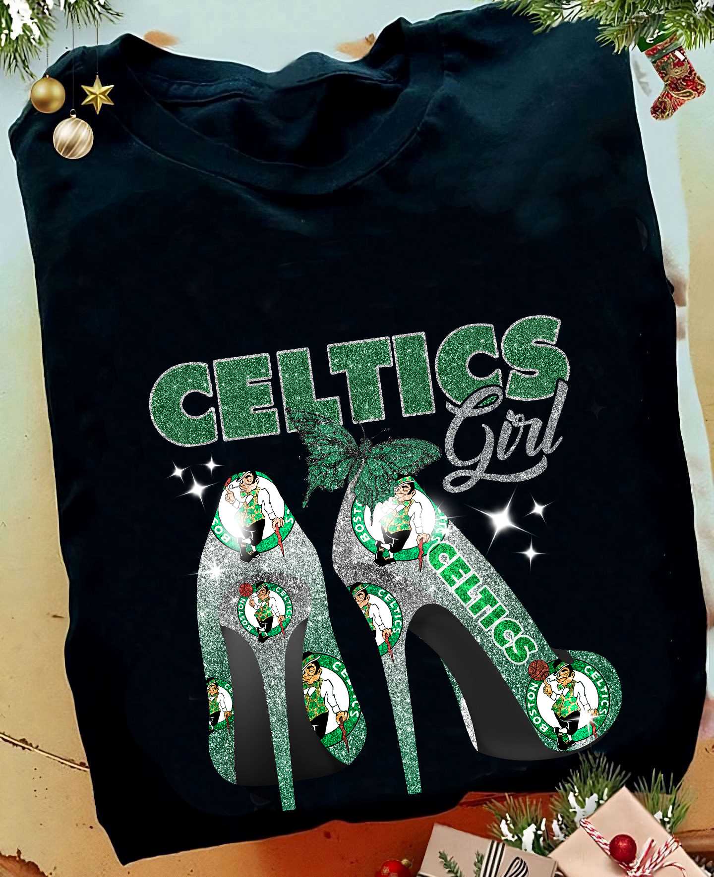 High Heels Boston Celtics Christmas Sweatshirt High Heels Boston Celtics Christmas Sweatshirt