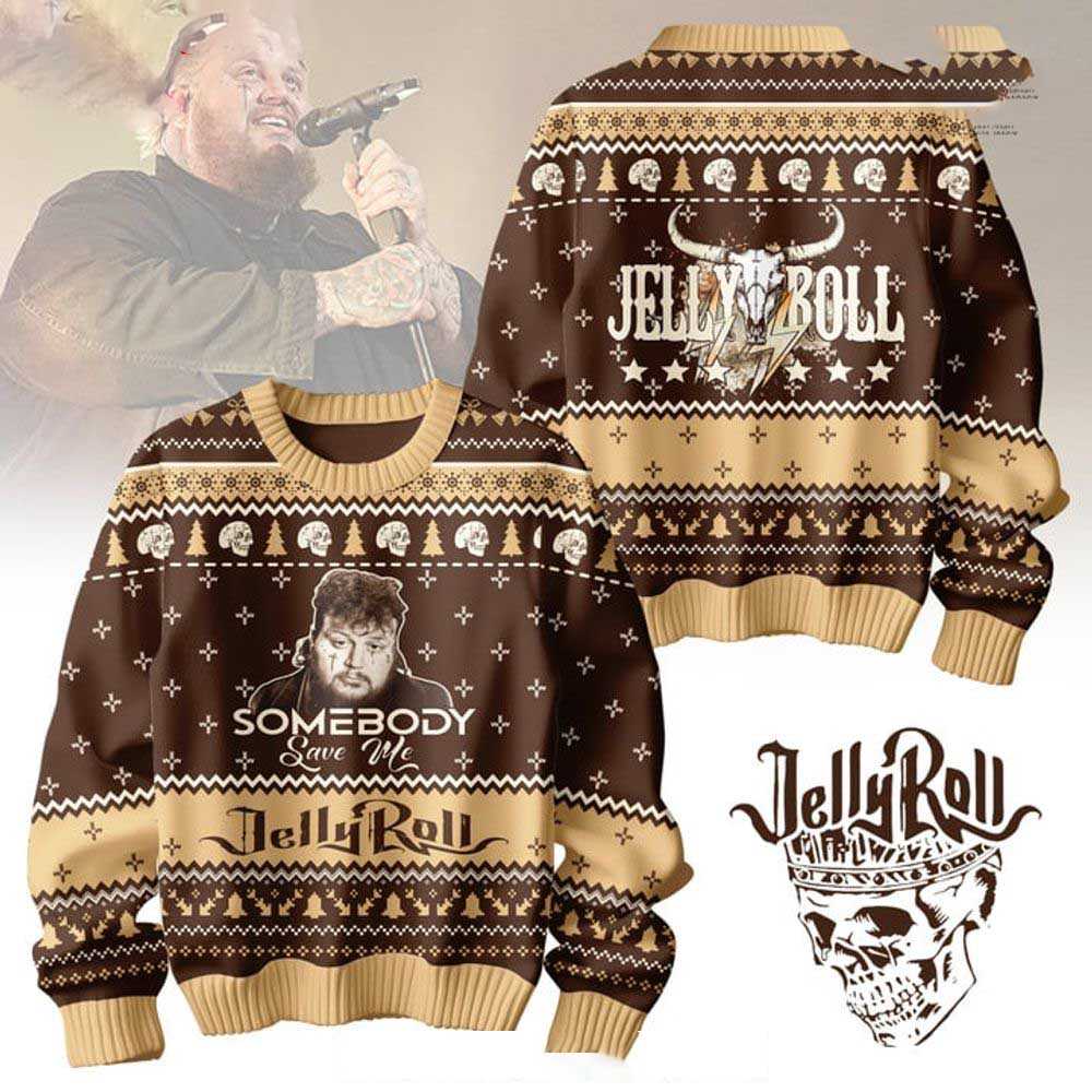 Jelly Roll Somebody Save Me Christmas Ugly Sweater