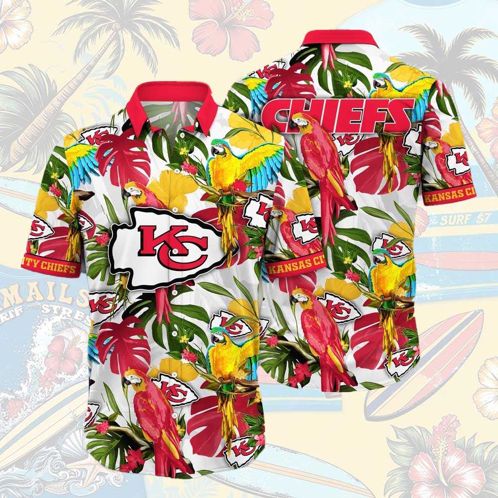 Kansas City Chiefs Parrots Tropical Flower Hawaiian Shirt