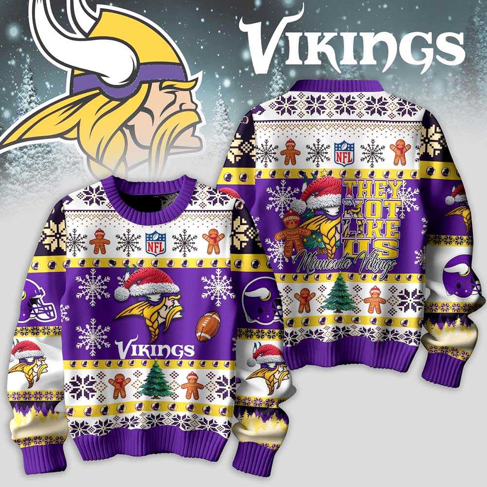 Minesota Vikings They Not Like Us Christmas Ugly Sweater