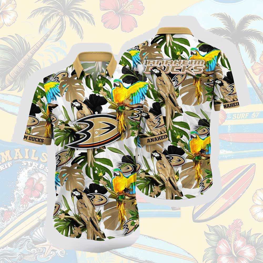 Nhl Anaheim Ducks Hawaiian Shirt Tropical Parrot Pattern Summer Hawaiian Shirt Nhl Anaheim Ducks Hawaiian Shirt Tropical Parrot Pattern Summer Hawaiian Shirt