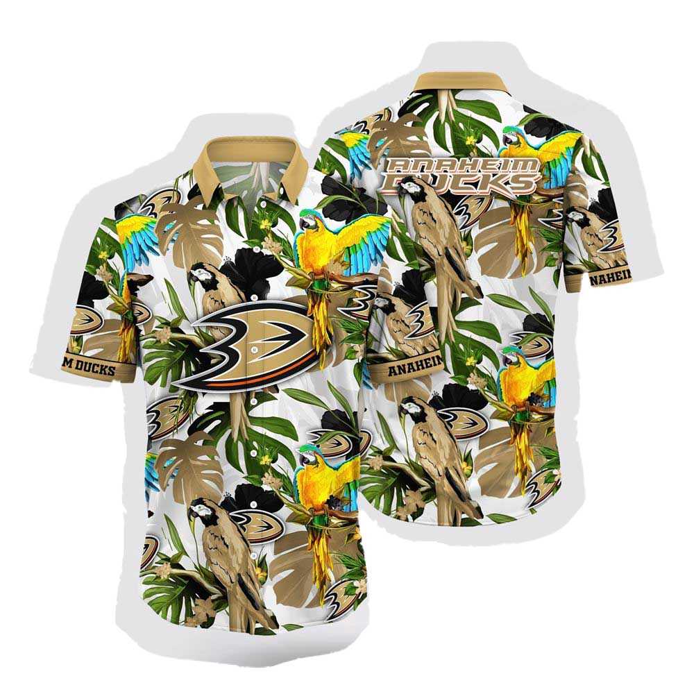 Nhl Anaheim Ducks Hawaiian Shirt Tropical Parrot Pattern Summer Hawaiian Shirt