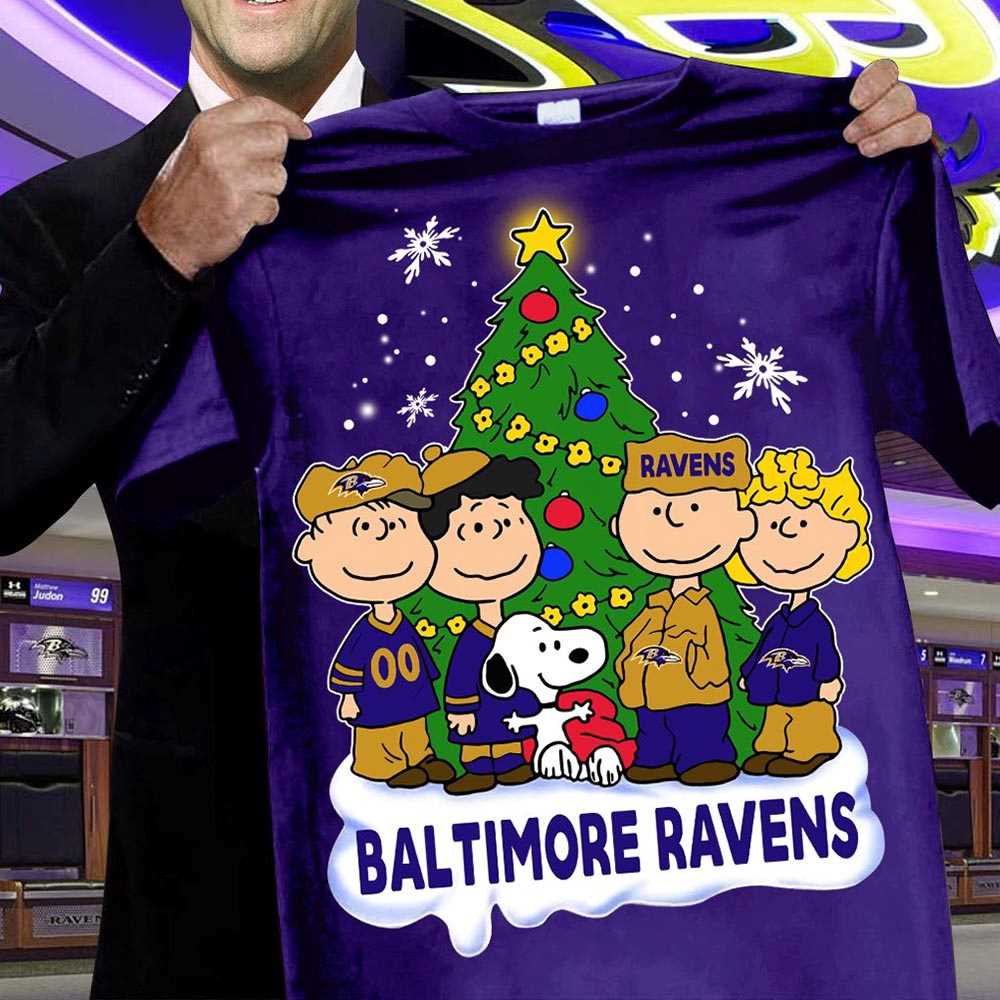Peanuts Snoopy And Friends Baltimore Ravens Christmas Tree Sweatshirt Peanuts Snoopy And Friends Baltimore Ravens Christmas Tree Sweatshirt