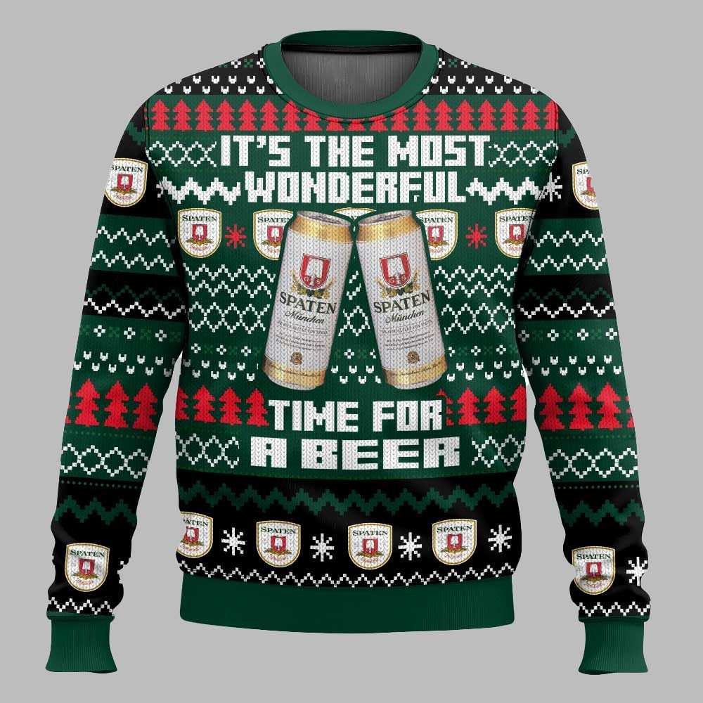Spaten Its The Most Wonderful Time For A Beer Christmas Ugly Sweater