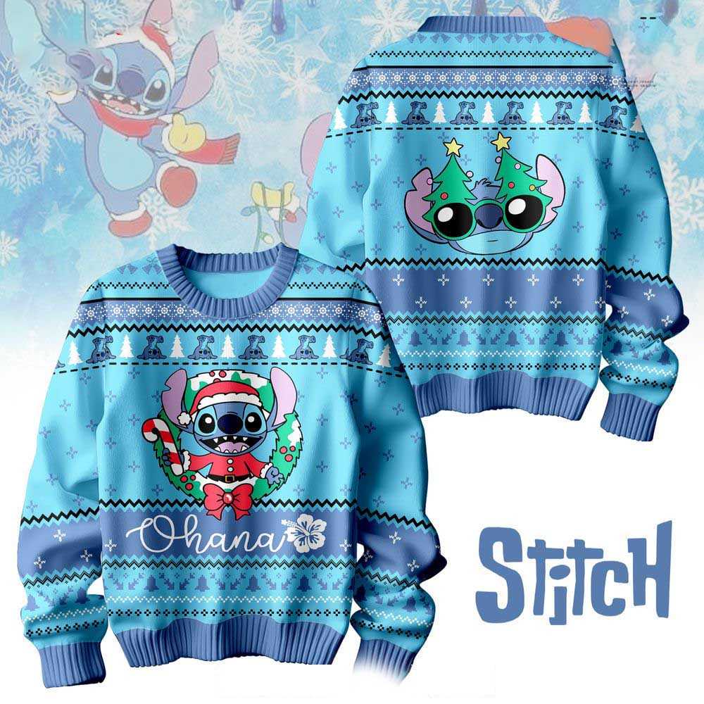 Stitch Ohana Christmas Premium Christmas Ugly Sweater