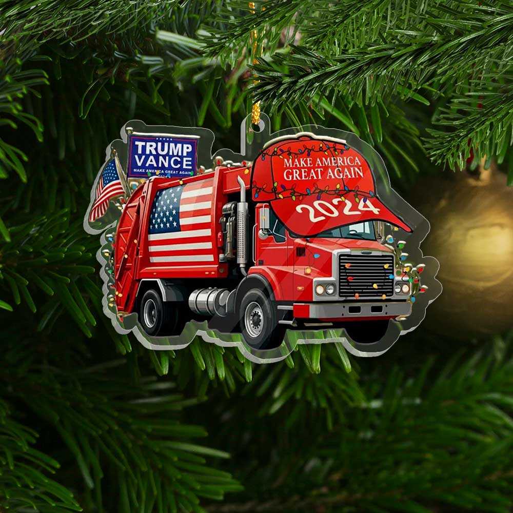Trump Make America Great Again 2024 Garbage Truck Christmas Ornament