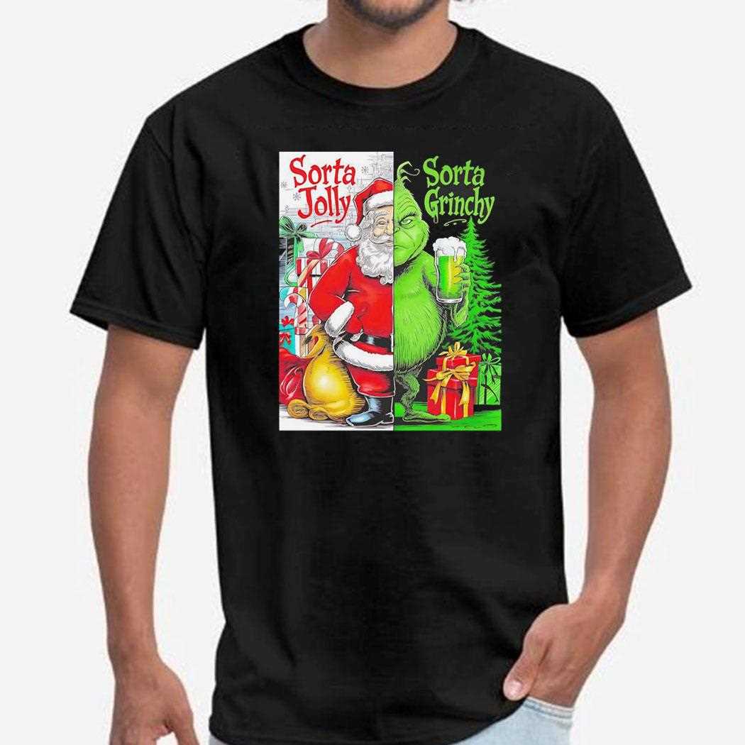 Santa Claus X Grinch Sorta Jolly Sorta Grinch Christmas Shirt Hoodie