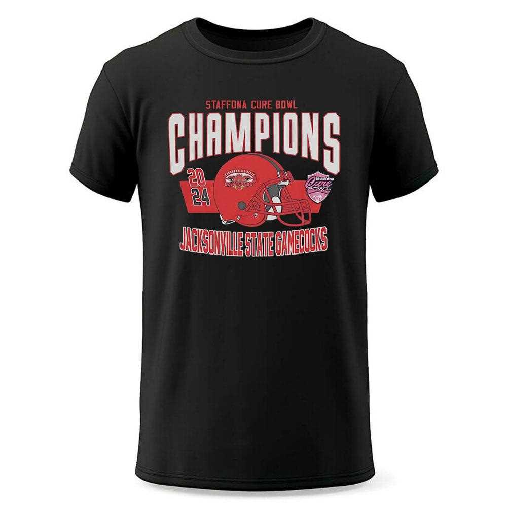 Staffdna Cure Bowl Champions Jacksonville State Gamecocks Helmet 2024 Shirt Staffdna Cure Bowl Champions Jacksonville State Gamecocks Helmet 2024 Shirt