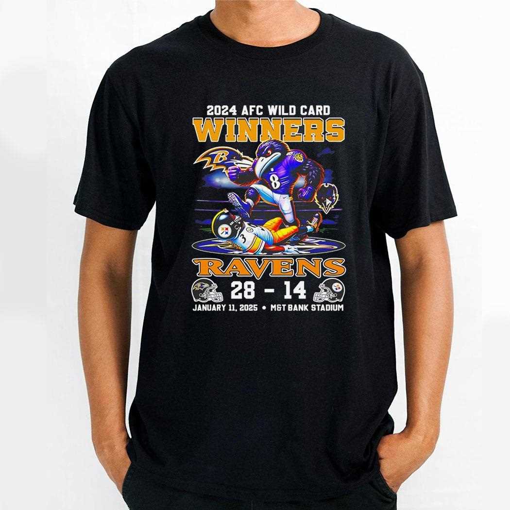 2024 Afc Wild Card Winners Ravens 28 14 Steelers January 11 2025 Mt Bank Stadium Mascoshirt