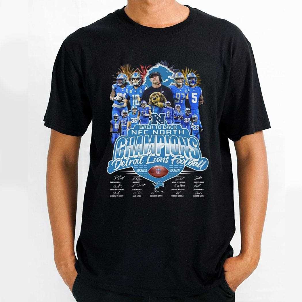 Back To Back Nfc North Champions Detroit Lions Football Shirt