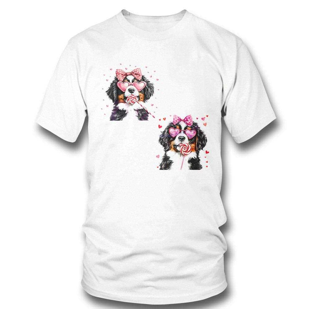 Bernese Mountain Puppy Pink Bow Lollipop Shirt