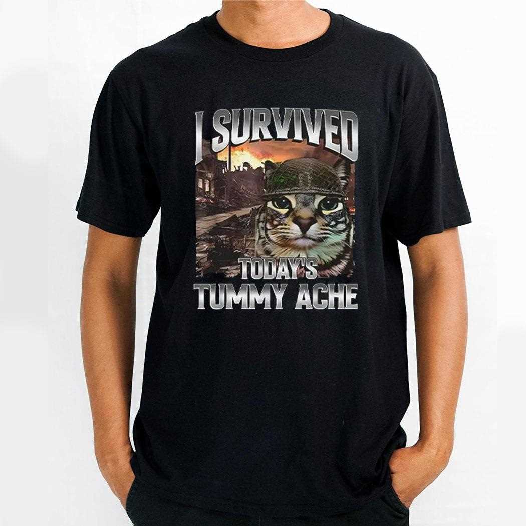 I Survived Todays Tummy Ache Cat Shirt