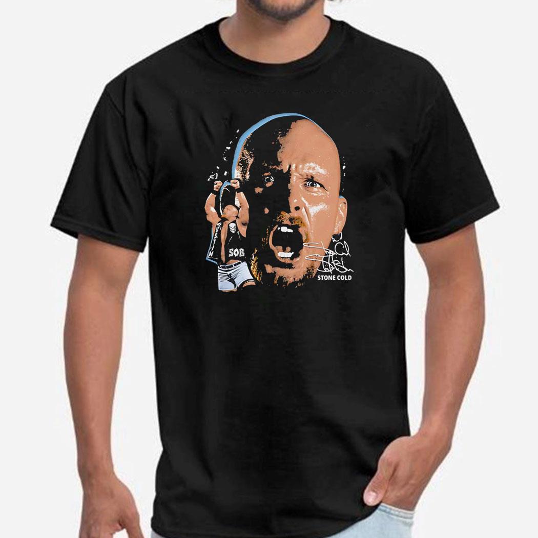 Steve Austin Wwe Big Face Signature Graphic Shirt