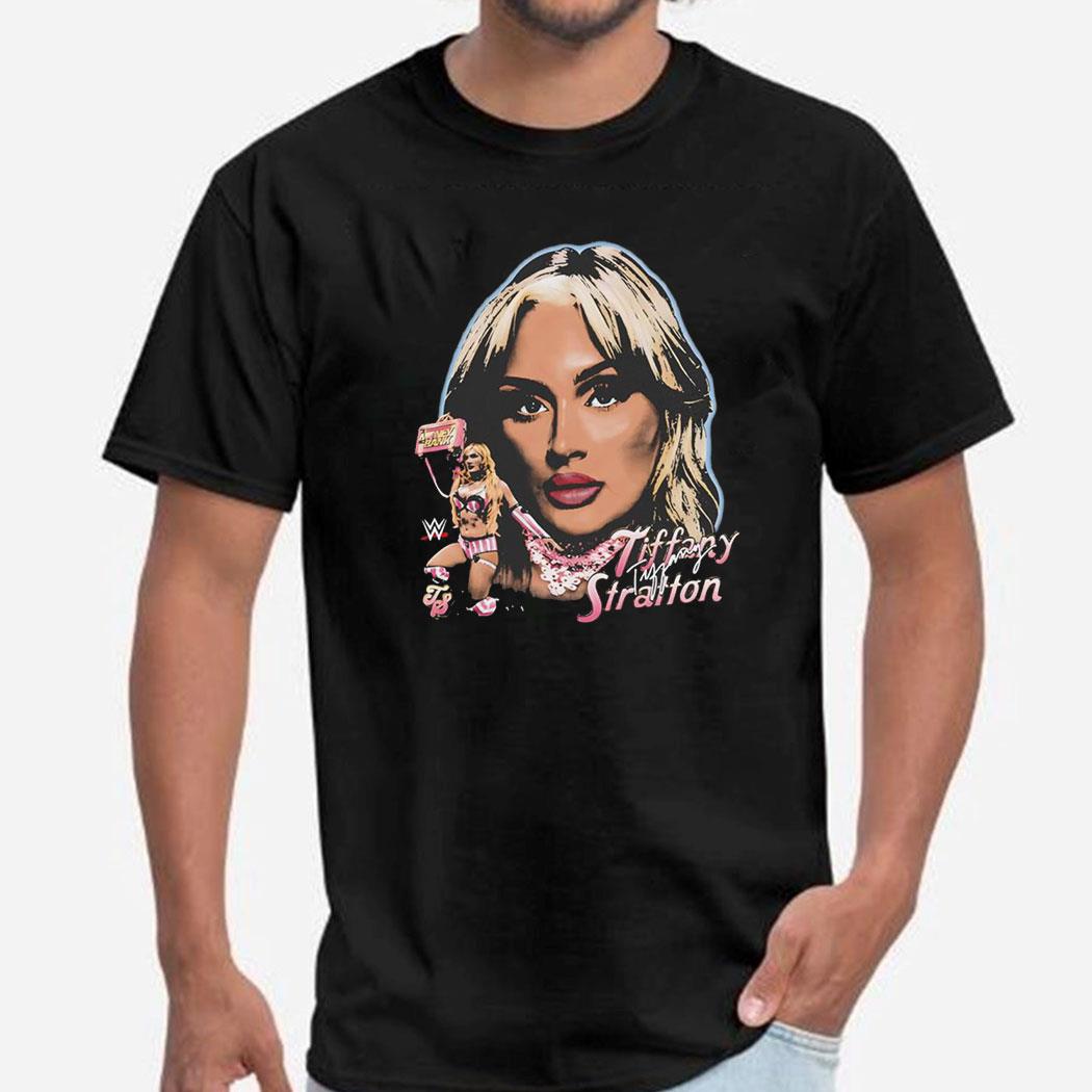 Tiffany Stratton Wwe Big Face Signature Graphic Shirt Tiffany Stratton Wwe Big Face Signature Graphic Shirt