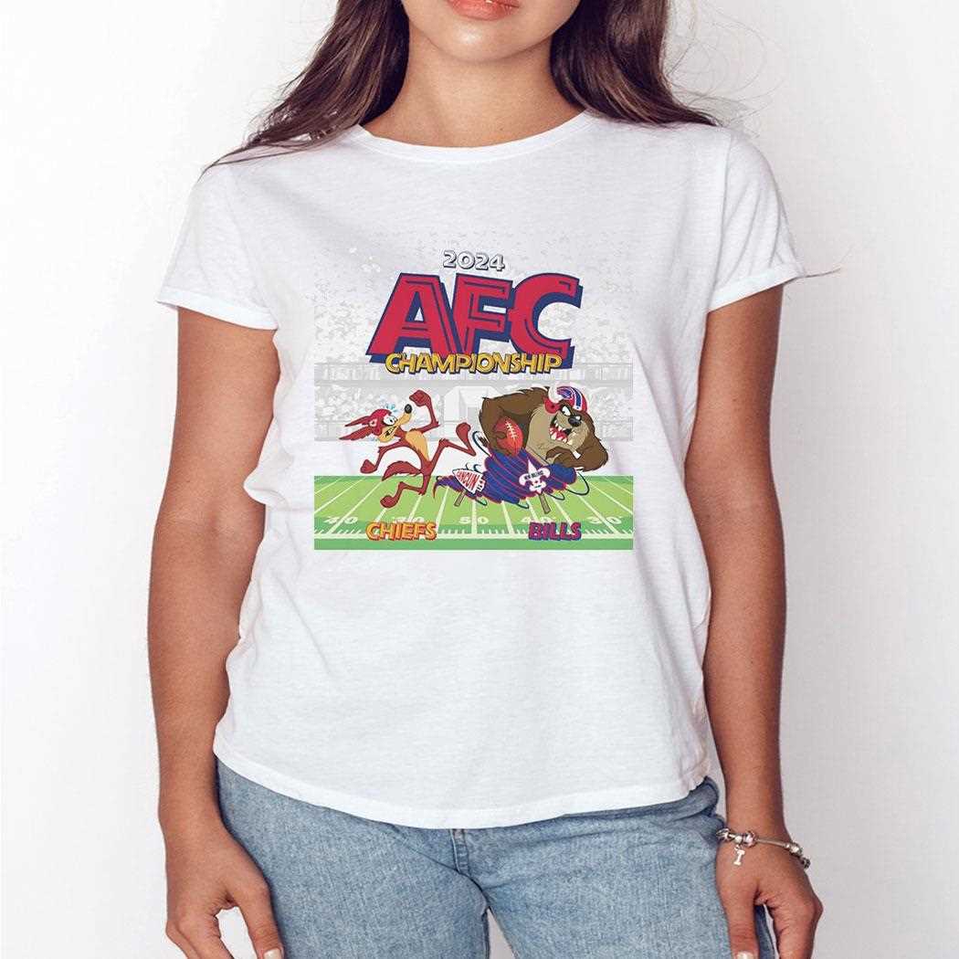 Kansas City Chiefs Vs Buffalo Bills 2024 Afc Championship Looney Tunes Football Match Shirt