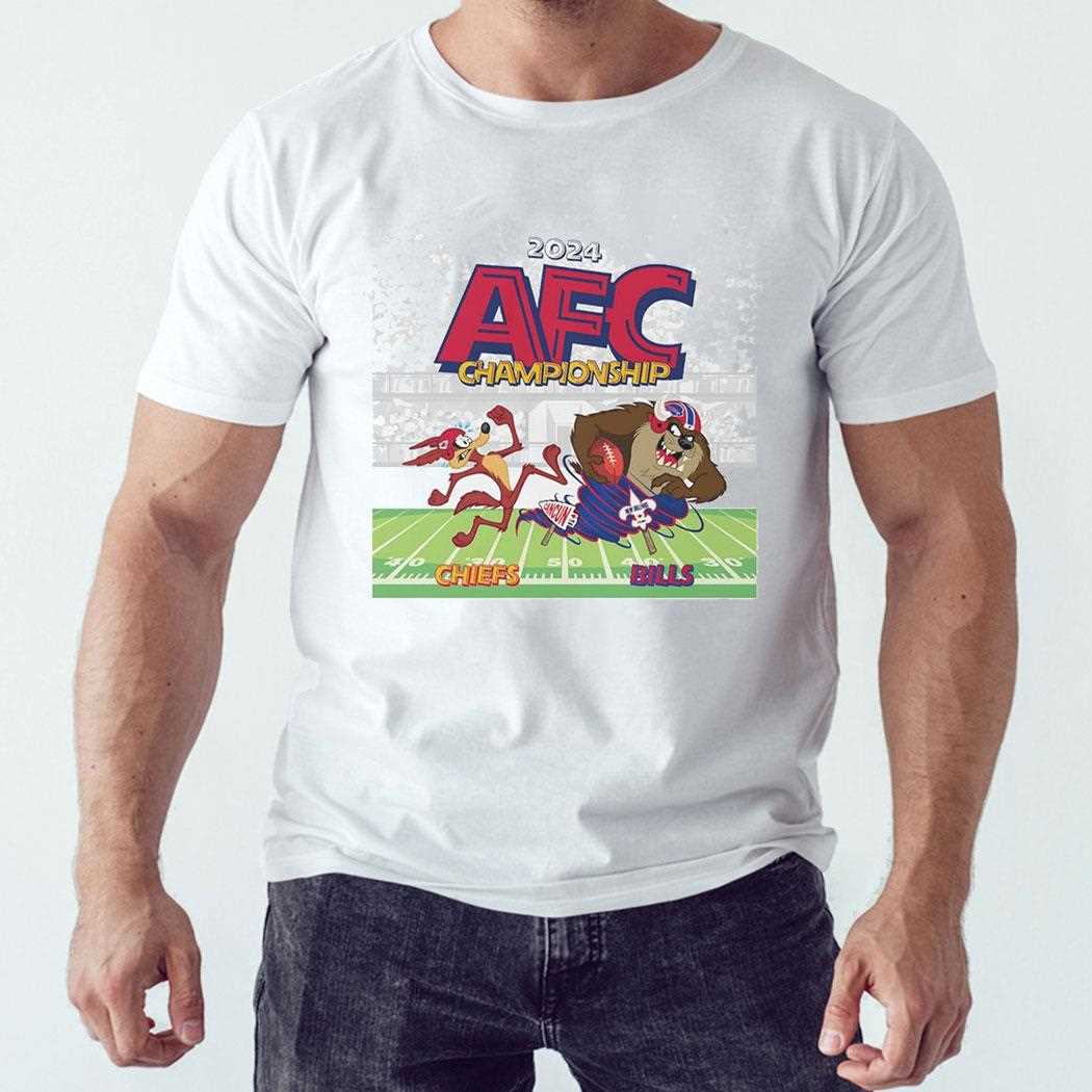 Kansas City Chiefs Vs Buffalo Bills 2024 Afc Championship Looney Tunes Football Match Shirt