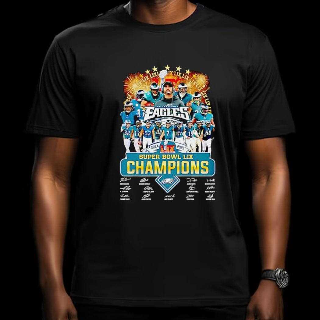 Philadelphia Eagles Super Bowl Lix Champions 2024 2025 Signatures Shirt