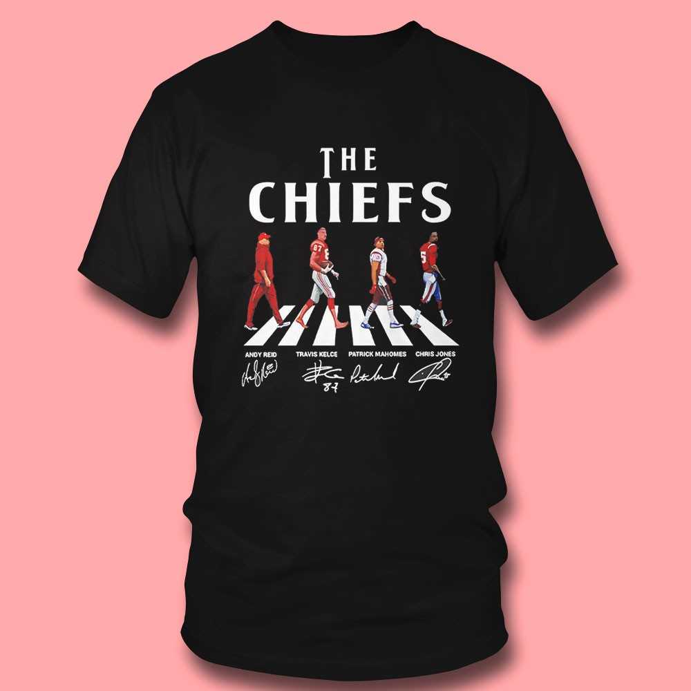 Chiefs Walking Abbey Road Andy Reid Travis Kelce Patrick Mahomes Chris Jones Signatures Shirt