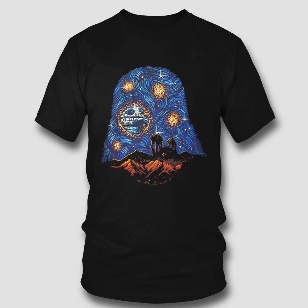 Starry Empire Night Star Wars A Landscape With At At And The Death Star X Darth Vaders Helmet Shirt Starry Empire Night Star Wars A Landscape With At At And The Death Star X Darth Vaders Helmet Shirt
