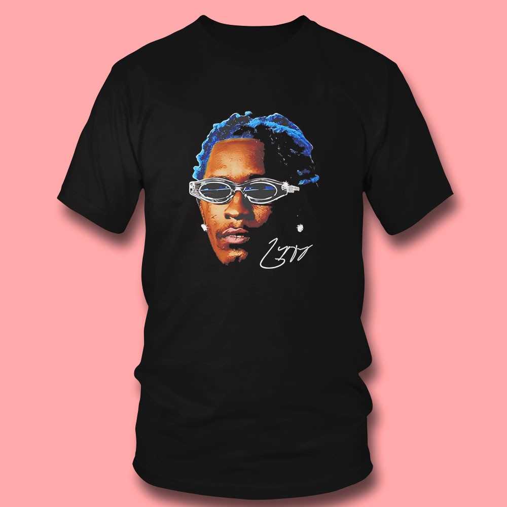 Thugger Big Face Blue Hair Vintage Rapper Graphic Shirt