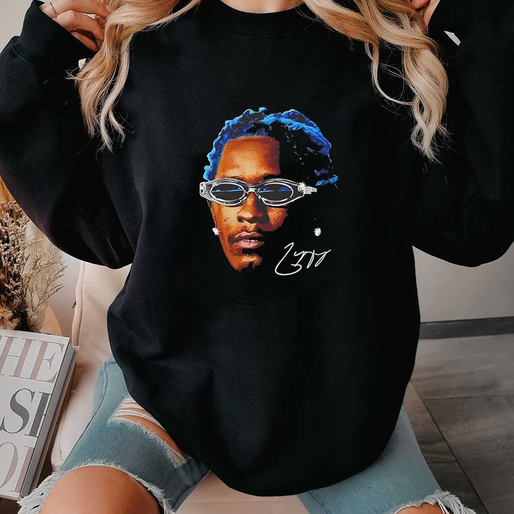 Thugger Big Face Blue Hair Vintage Rapper Graphic Shirt Thugger Big Face Blue Hair Vintage Rapper Graphic Shirt