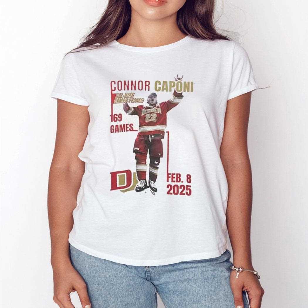 Connor Caponi 169 Games Denver Pioneers Mens Ice Hockey Shirt