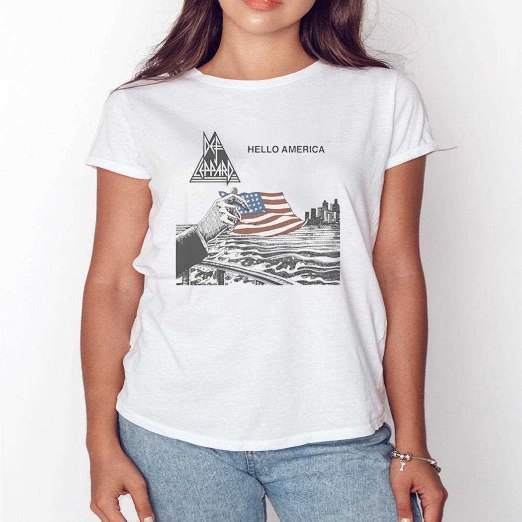 Hello America Flag Def Leppard Logo Shirt