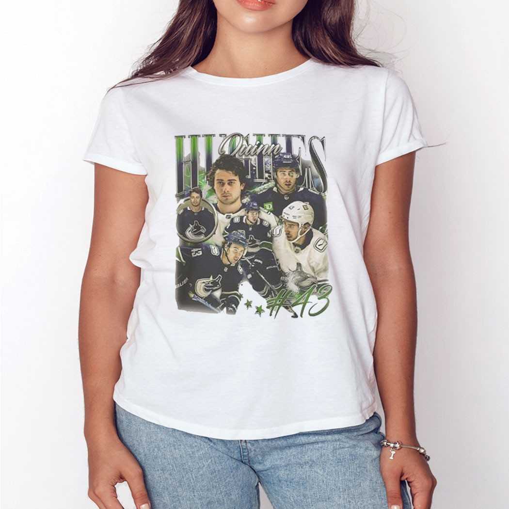 Quinn Hughes 43 Vancouver Canucks Hockey Shirt Quinn Hughes 43 Vancouver Canucks Hockey Shirt