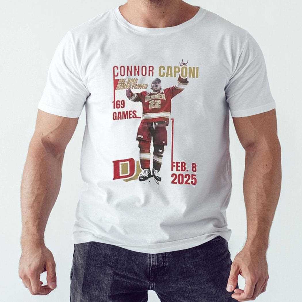 Connor Caponi 169 Games Denver Pioneers Mens Ice Hockey Shirt