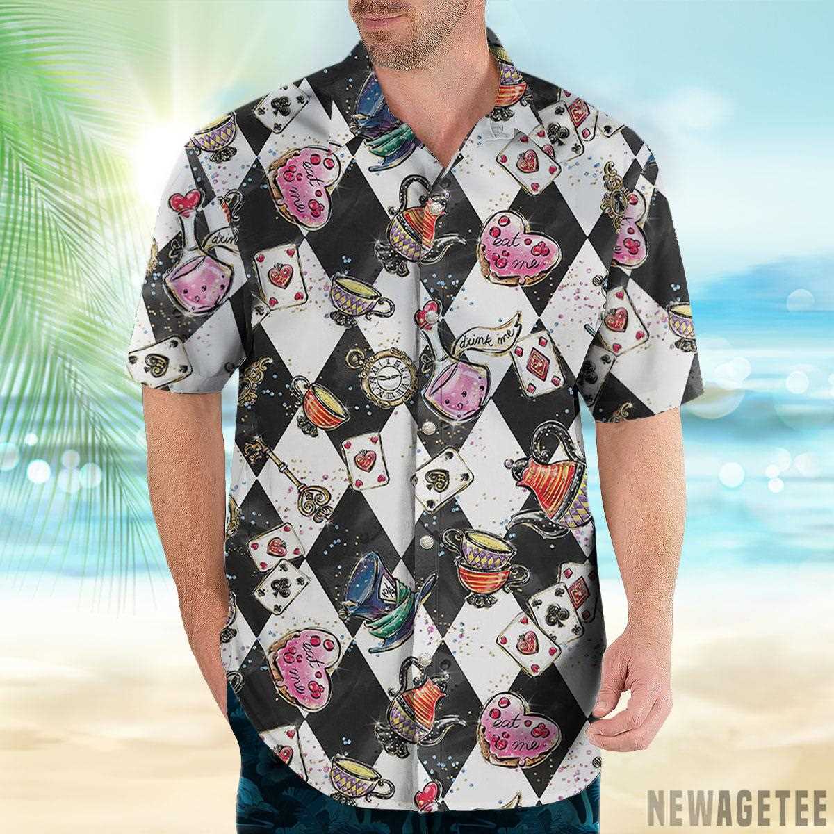 Alice In Wonderland Tropical Hawaiian Shirt Beach Shorts Alice In Wonderland Tropical Hawaiian Shirt Beach Shorts