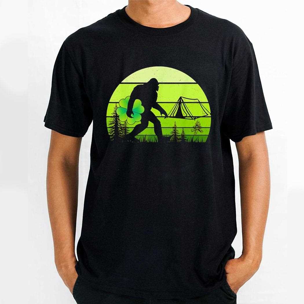Bigfoot Lucky Irish Shamrock St Patricks Day Vintage Shirt