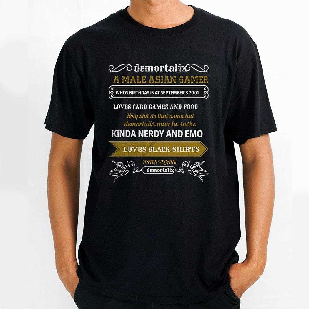 Demortalix A Male Asian Gamer Loves Card Games And Food Shirt