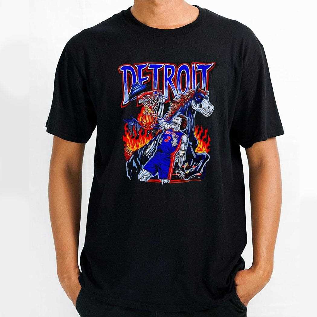 Detroit Pistons Basketball Skeleton Fire Shirt