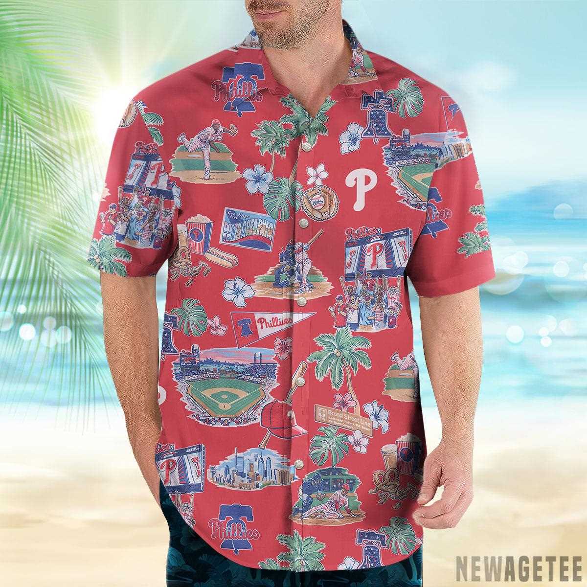 Mlb Philadelphia Phillies Scenic Performance Hawaiian Shirt