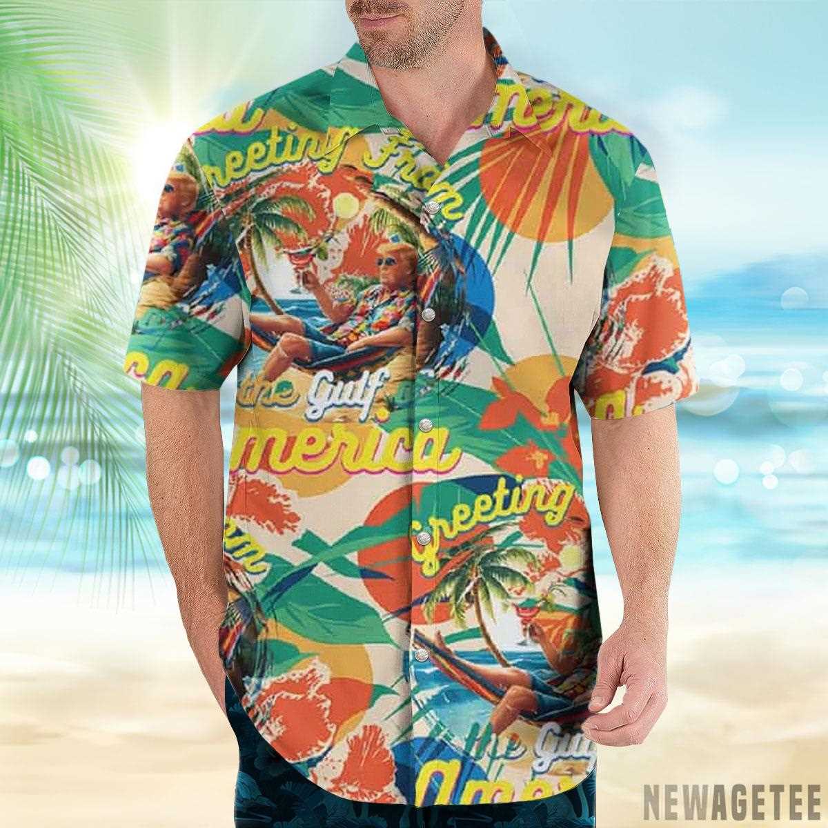 Trump Greeting From The Gulf Of America Hawaiian Shirt Shorts