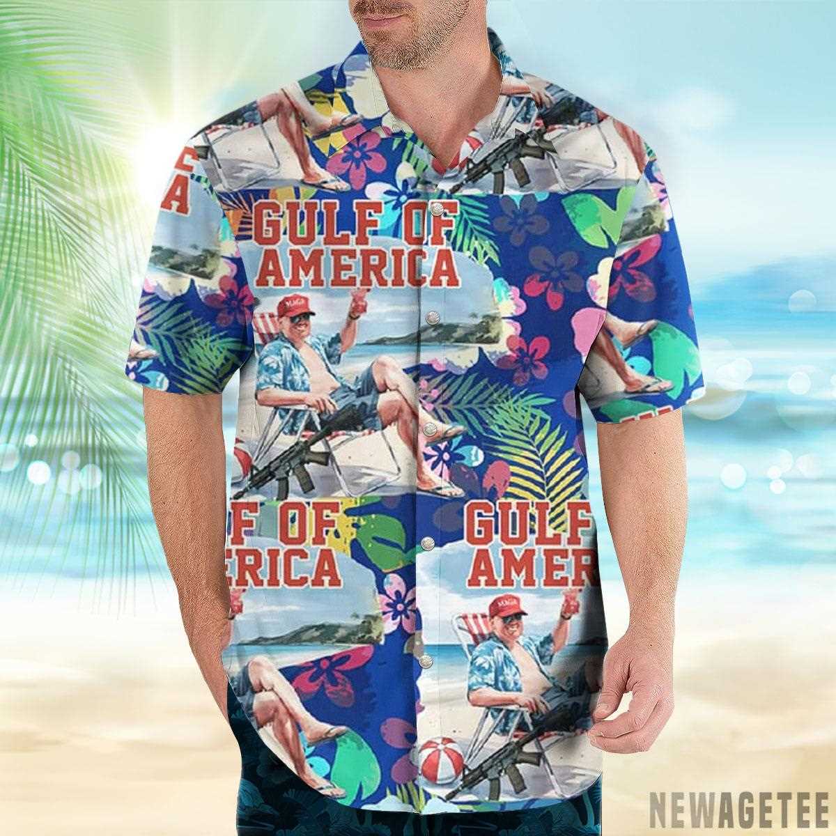 Trump Gulf Of America Summer Beach Hawaiian Shirt Shorts