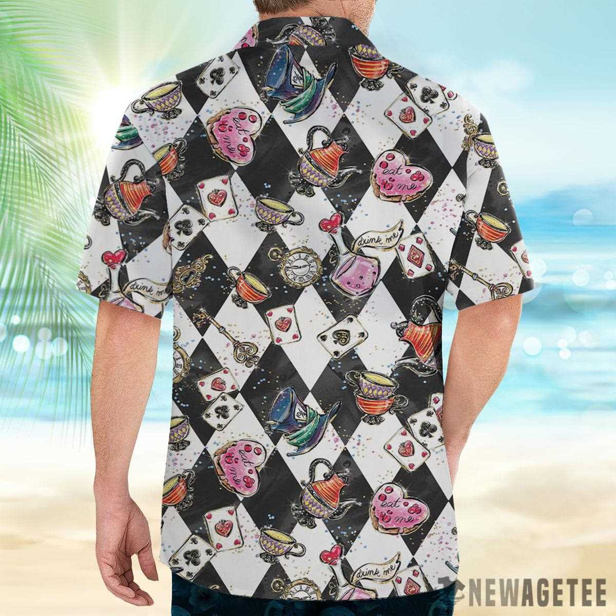 Alice In Wonderland Tropical Hawaiian Shirt Beach Shorts