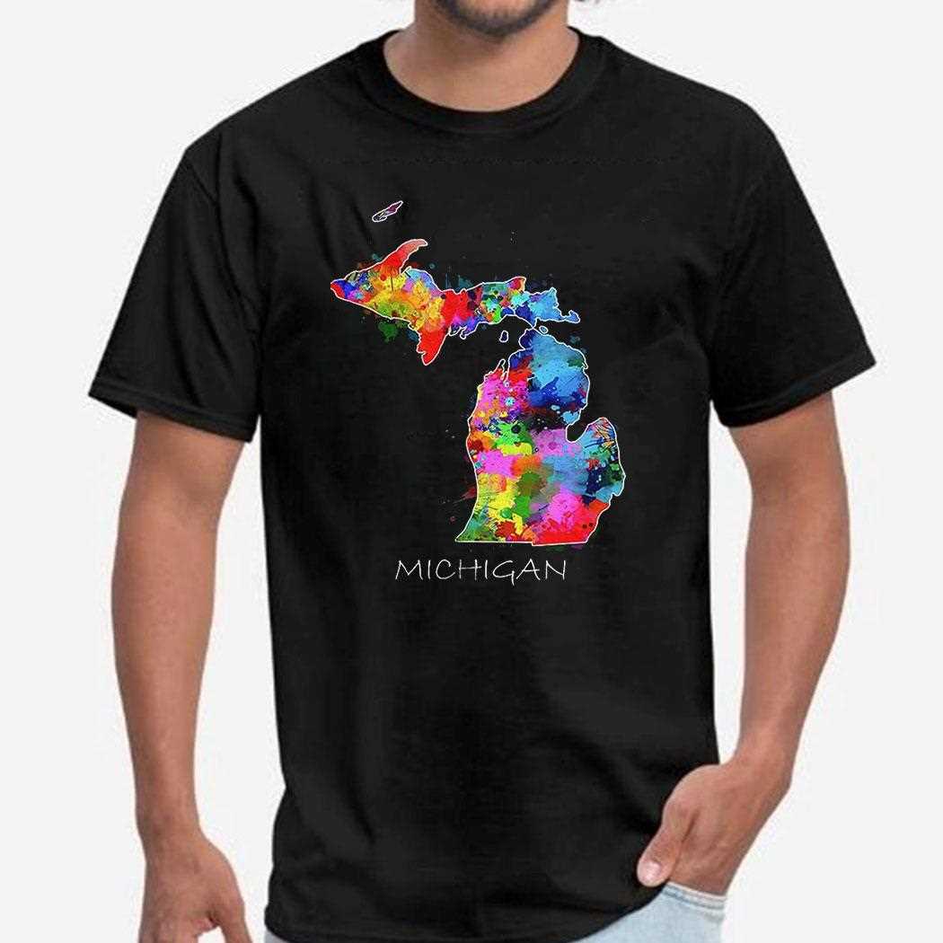 Colorful Michigan Map Art Shirt