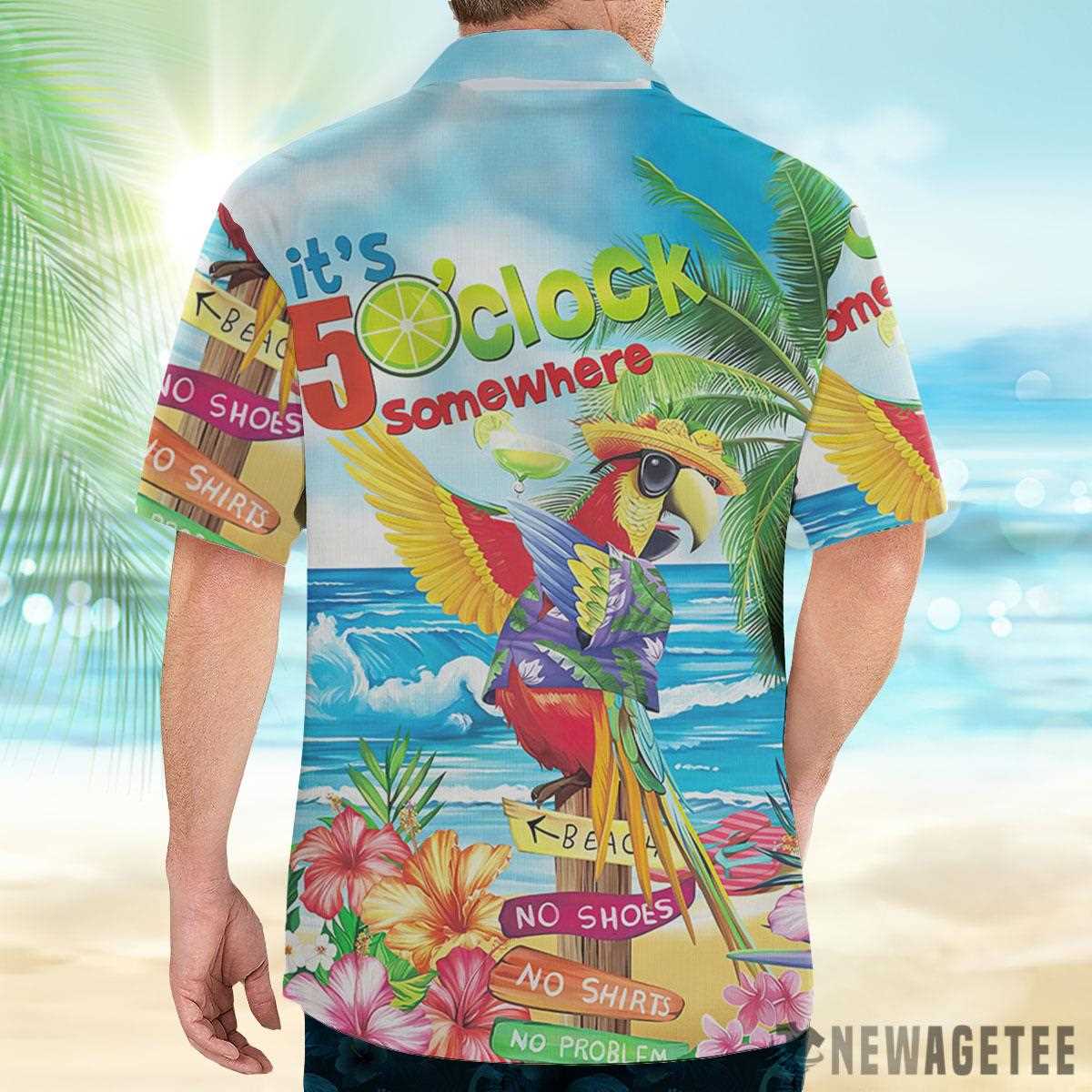 It’s 5 O’clock Somewhere Parrot Hawaiian Shirt Beach Shorts