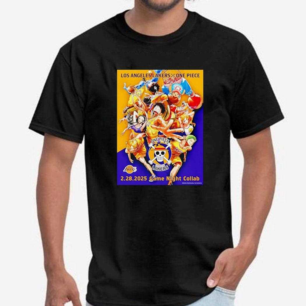 Los Angeles Lakers X One Piece Character Poster Game Night Collab Shirt