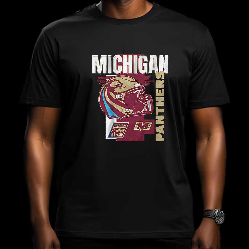 Michigan Panthers Ufl Football Helmet Frame Shirt Michigan Panthers Ufl Football Helmet Frame Shirt