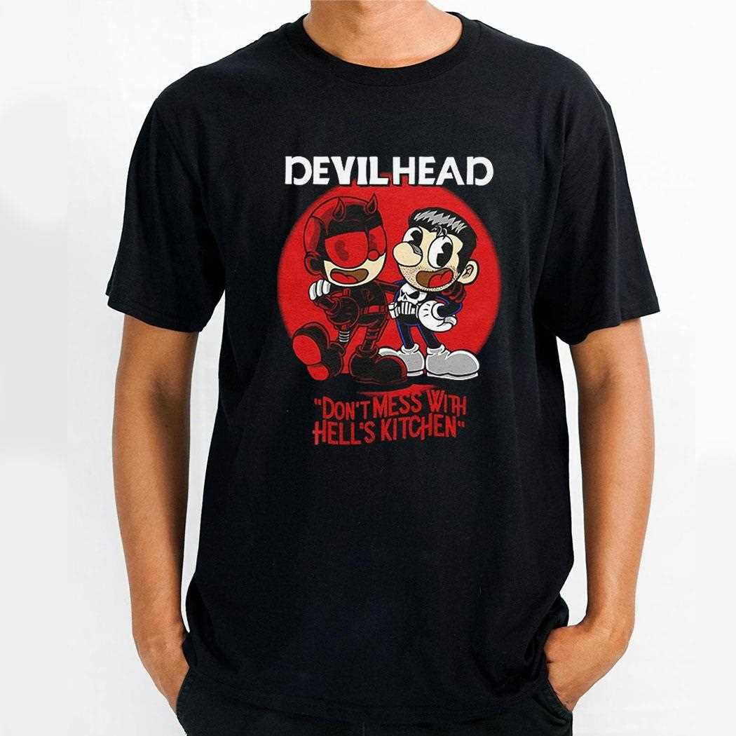 Daredevil And Punisher X Cuphead Devilhead Dont Mess With Hells Kitchen Shirt
