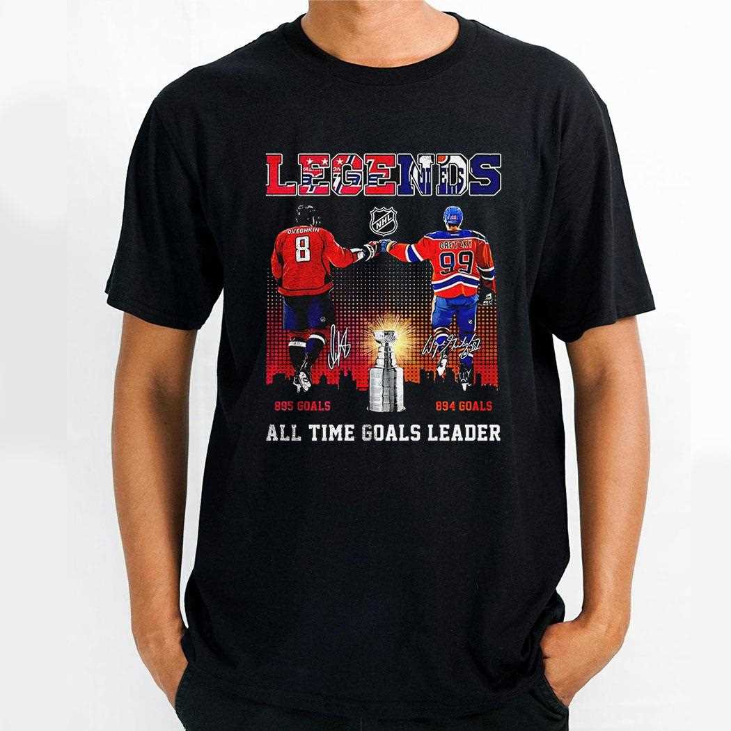 Legends Nhl Alex Ovechkin And Wayne Gretzky All Time Goals Leader Signatures Shirt
